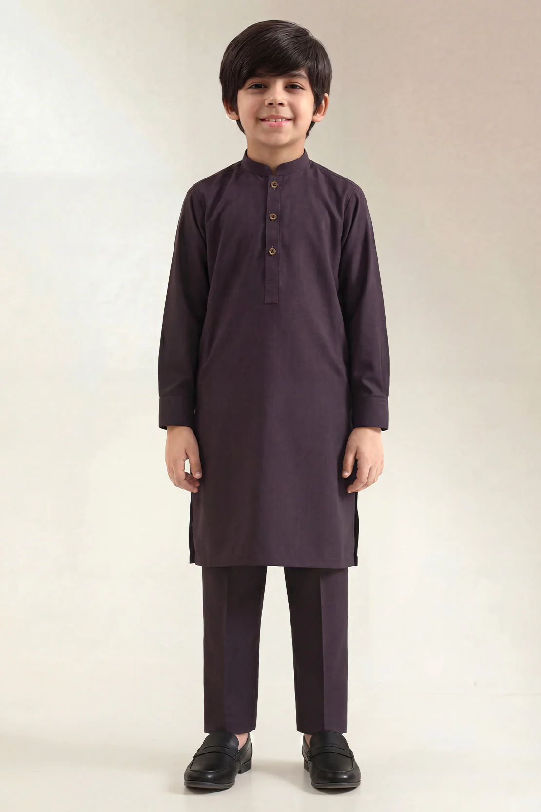 Solid Wash N Wear Stitched 2 Piece (Shirt/Trouser) For Boys - Image 2