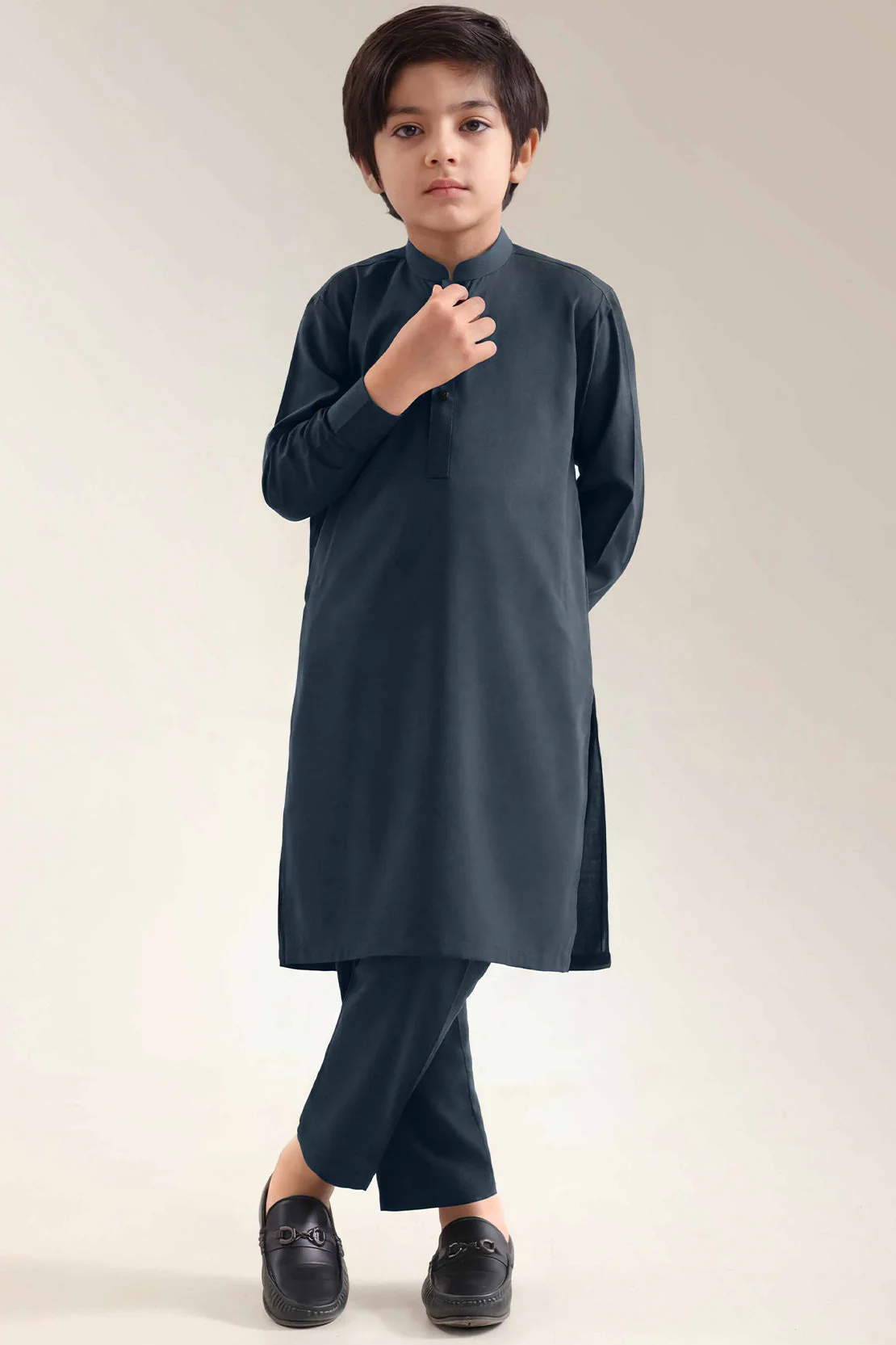 Solid Wash N Wear Stitched 2 Piece (Shirt/Trouser)  For Boys