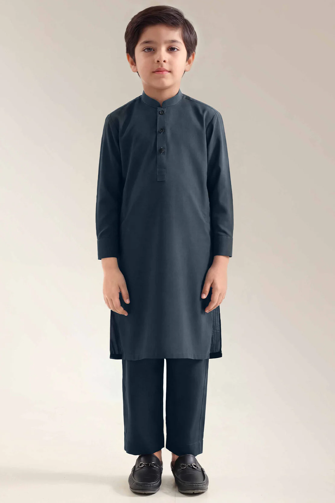 Solid Wash N Wear Stitched 2 Piece (Shirt/Trouser)  For Boys - Image 2