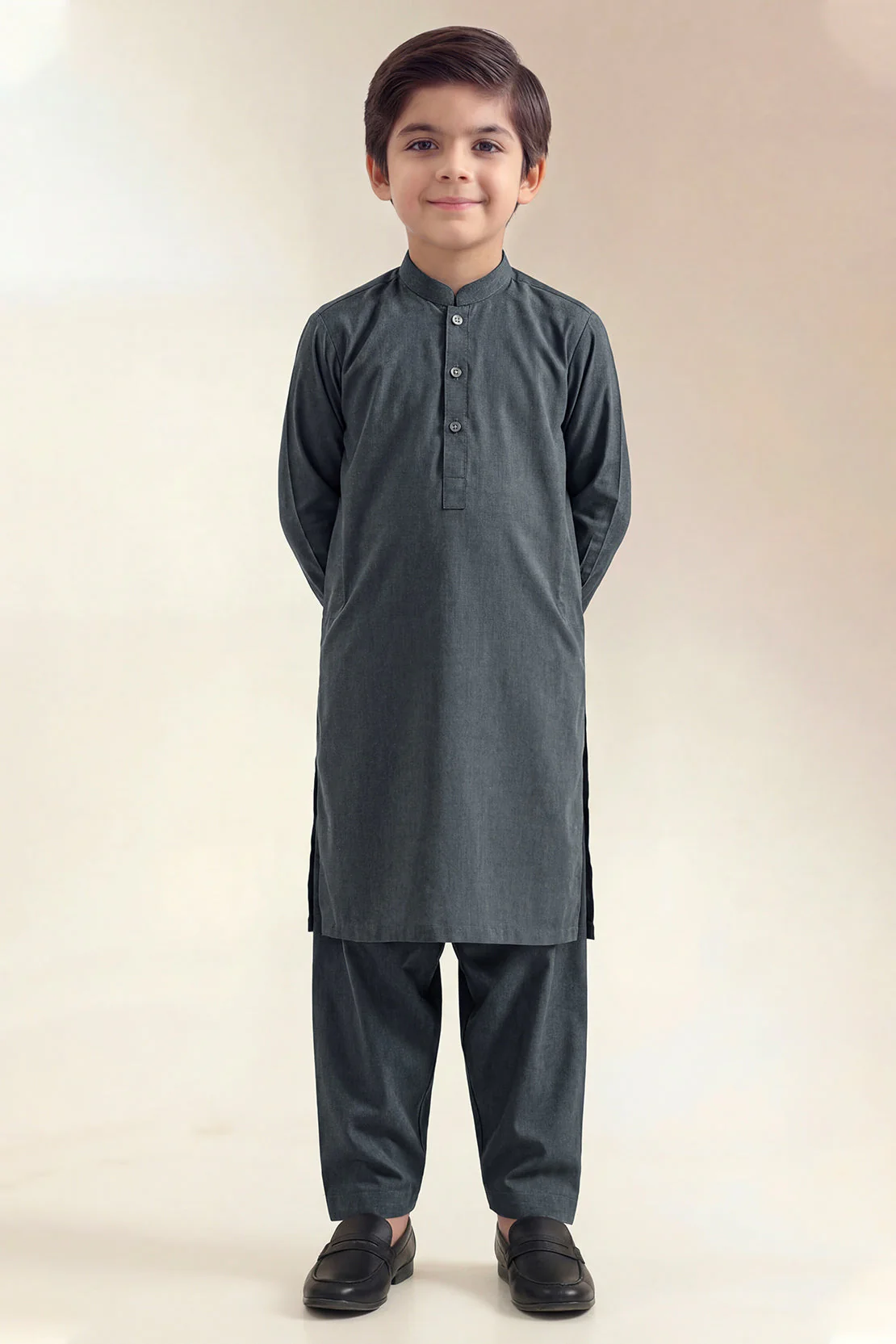 Solid Wash N Wear Stitched 2 Piece (Shirt/Trouser)  For Boys