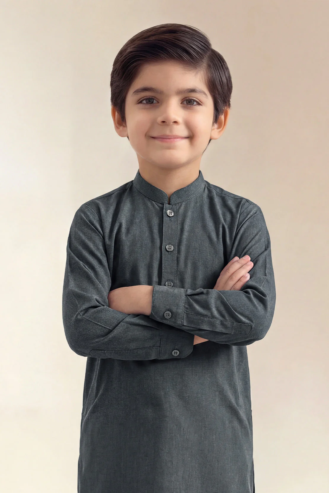 Solid Wash N Wear Stitched 2 Piece (Shirt/Trouser)  For Boys - Image 4