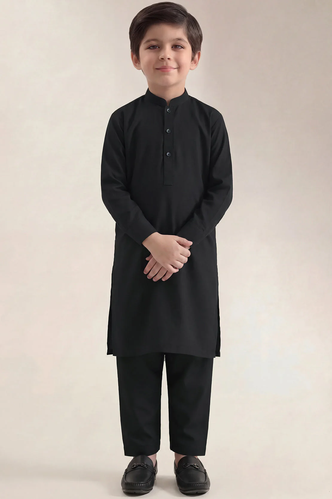 Solid Wash N Wear Stitched 2 Piece (Shirt/Trouser) For Boys