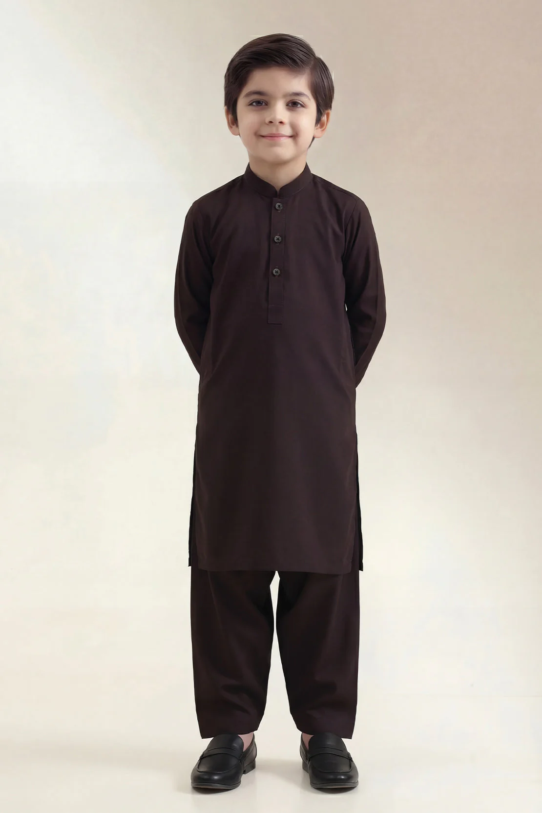 Solid Wash N Wear Stitched 2 Piece (Shirt/Trouser)  For Boys