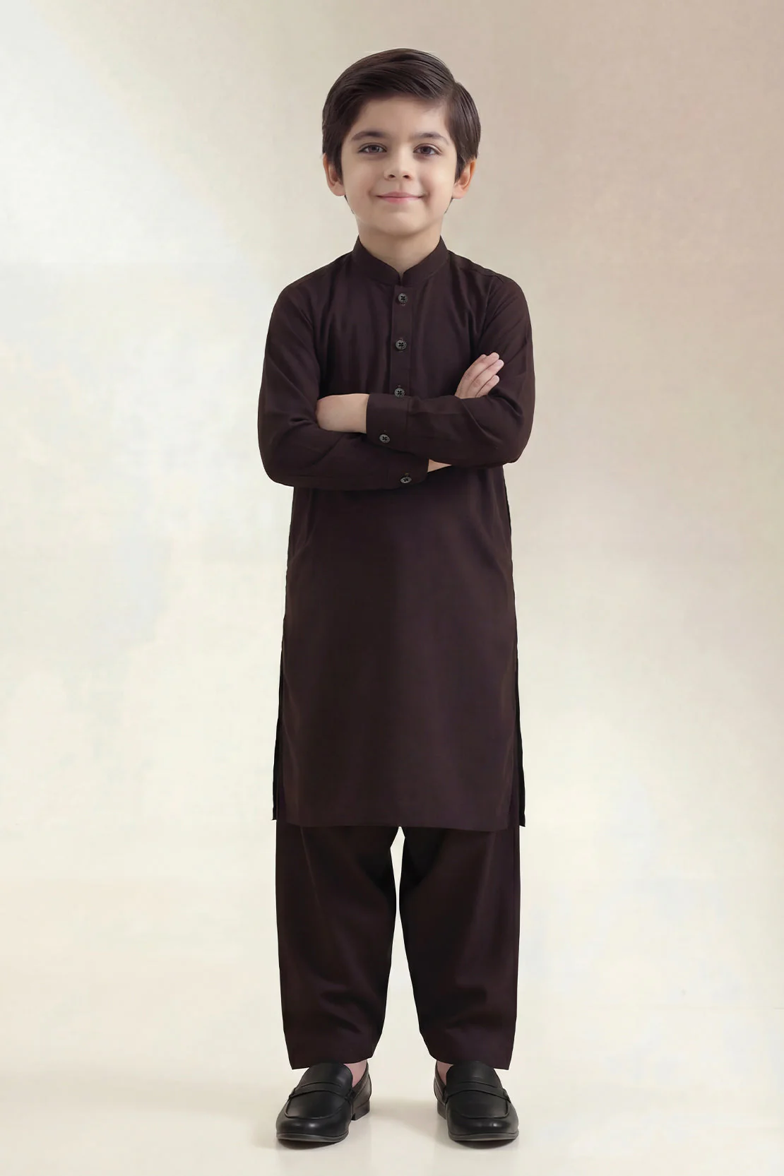 Solid Wash N Wear Stitched 2 Piece (Shirt/Trouser)  For Boys - Image 2