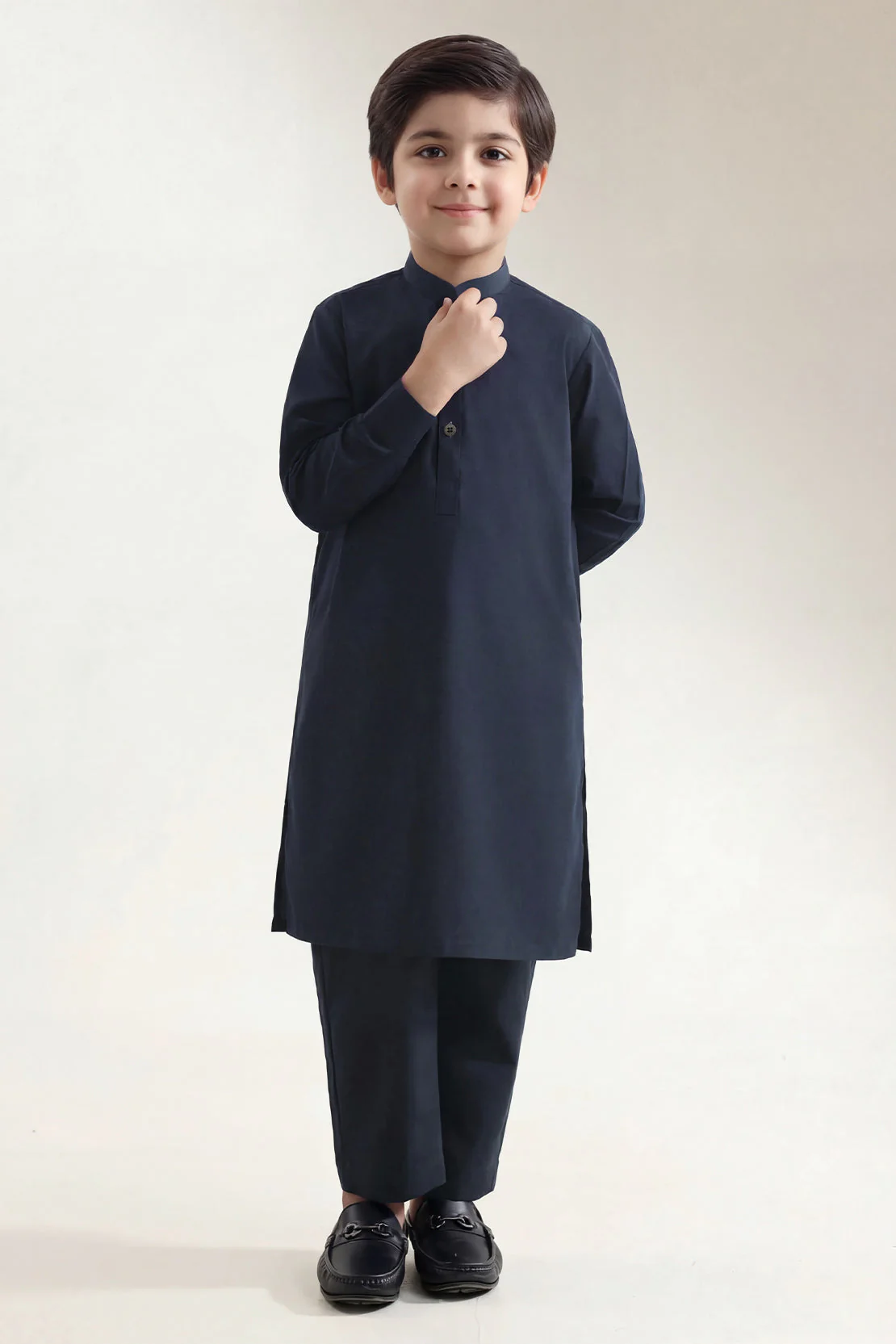 Solid Wash N Wear Stitched 2 Piece (Shirt/Trouser)  For Boys
