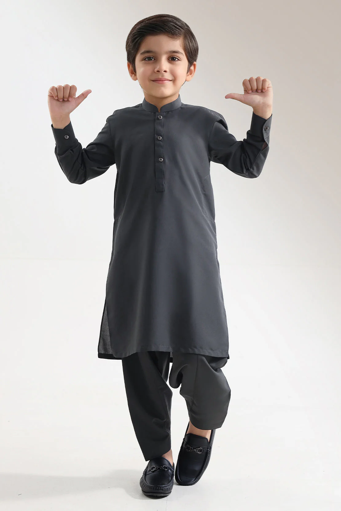 Solid Wash N Wear Stitched 2 Piece (Shirt/Trouser) For Boys