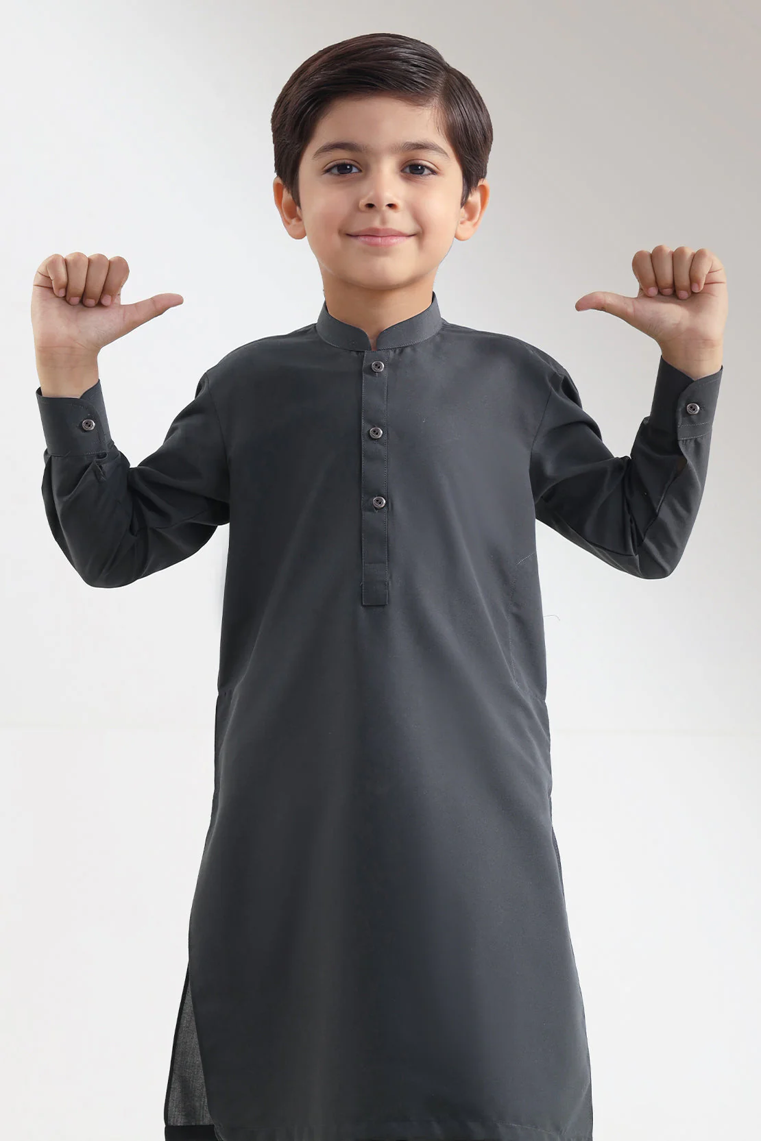 Solid Wash N Wear Stitched 2 Piece (Shirt/Trouser) For Boys - Image 2