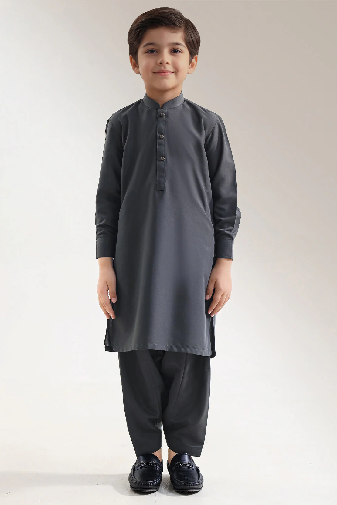 Solid Wash N Wear Stitched 2 Piece (Shirt/Trouser) For Boys - Image 3