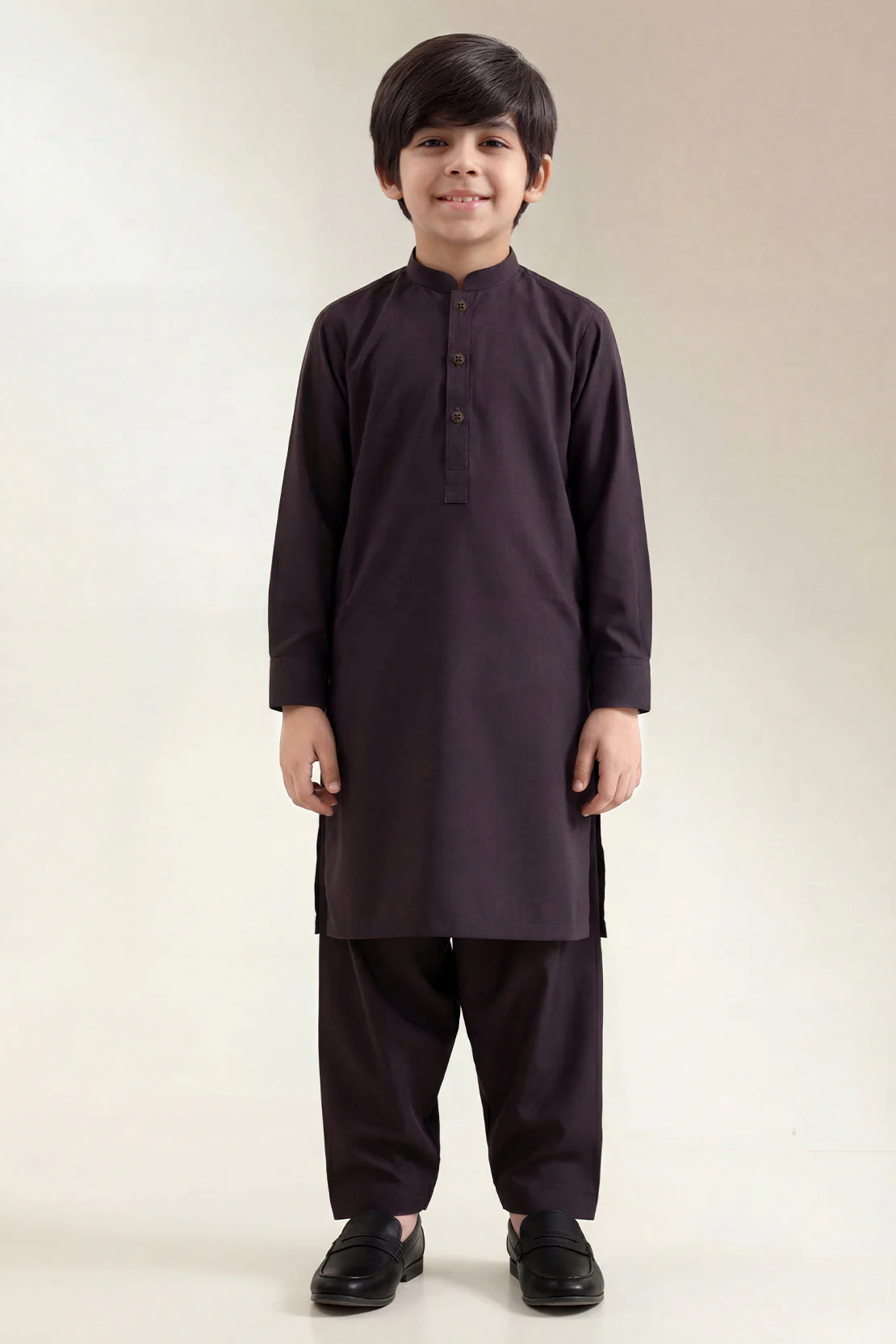Solid Wash N Wear Stitched 2 Piece (Shirt/Trouser) For Boys - Image 3