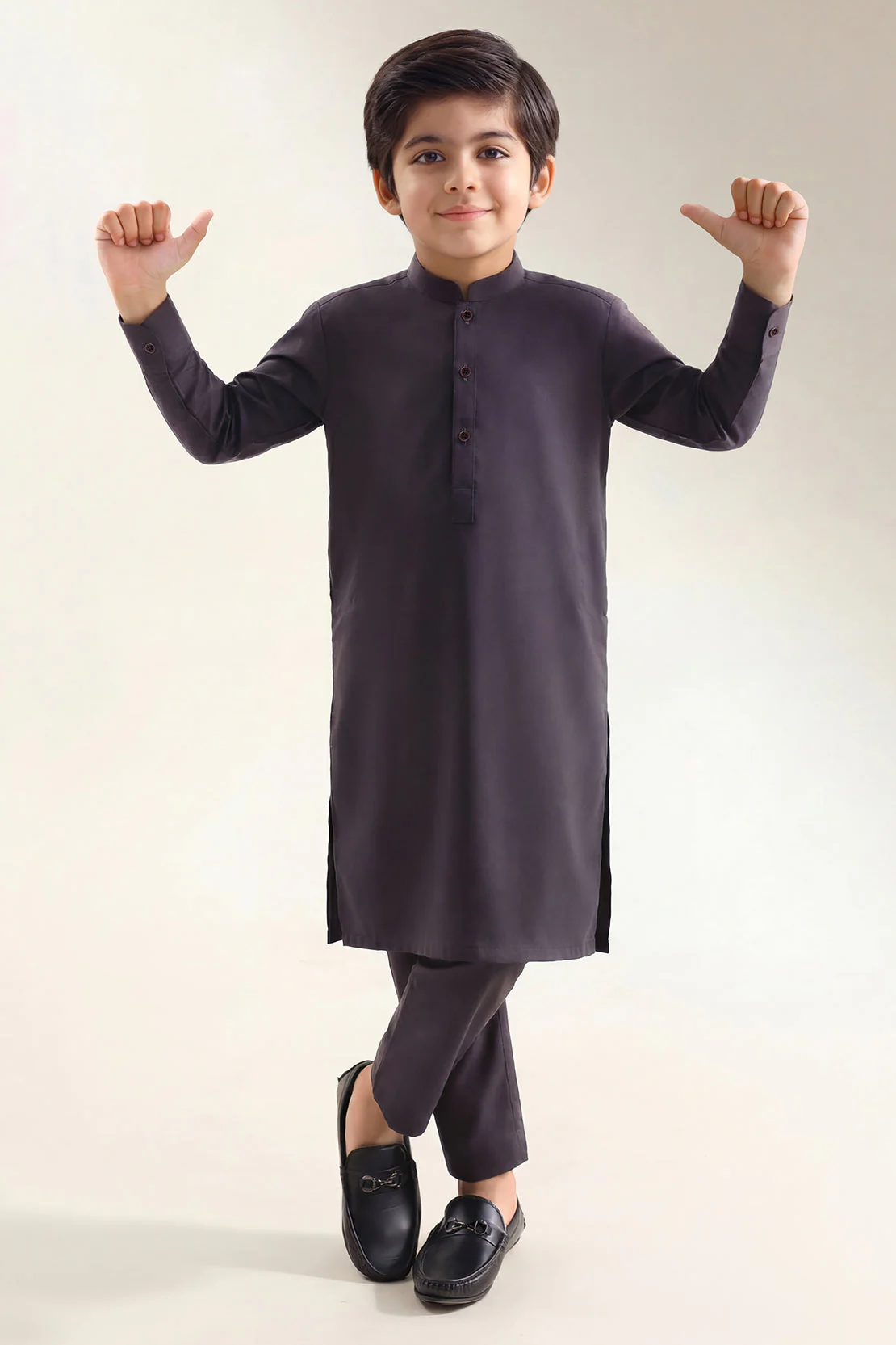 Solid Wash N Wear Stitched 2 Piece (Shirt/Trouser) For Boys