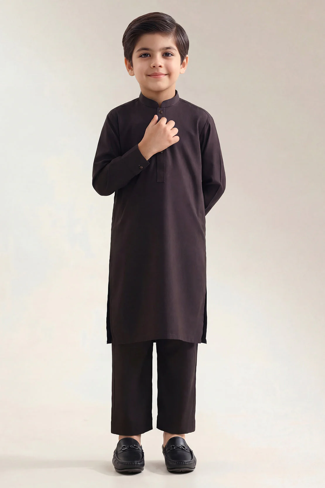 Solid Wash N Wear Stitched 2 Piece (Shirt/Trouser)  For Boys