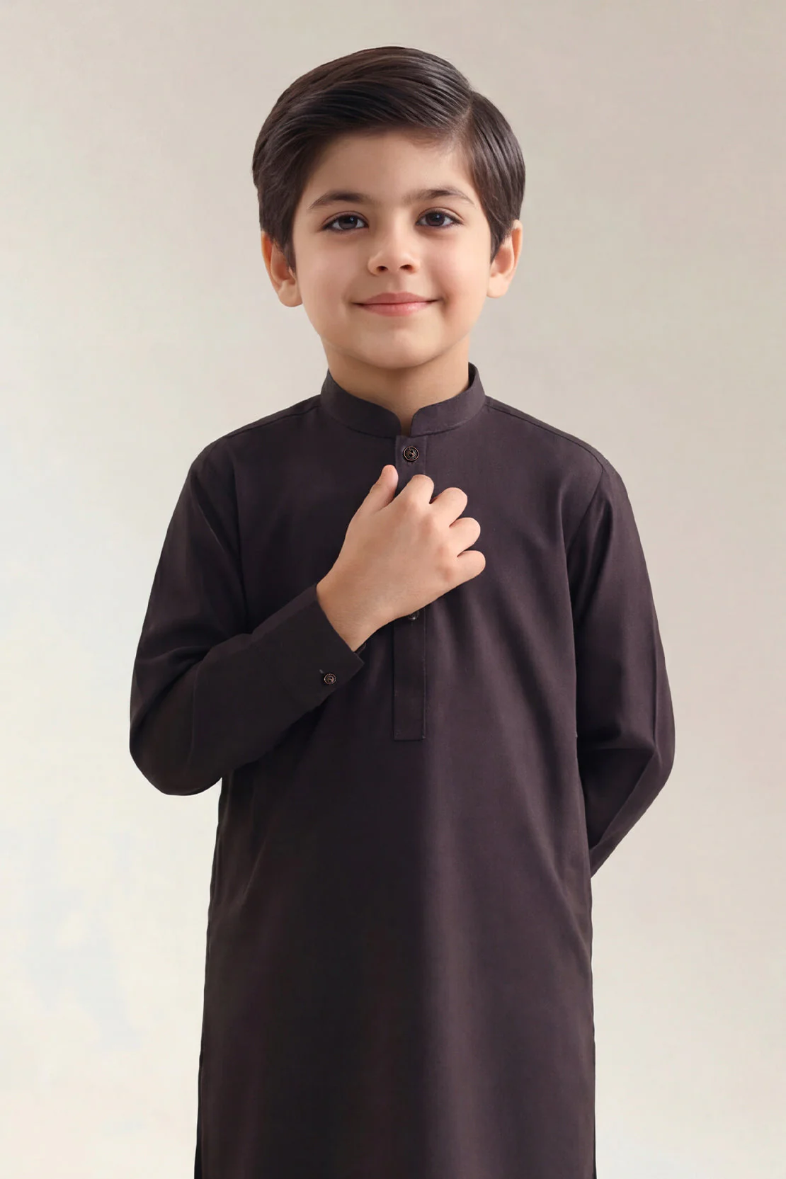 Solid Wash N Wear Stitched 2 Piece (Shirt/Trouser)  For Boys - Image 3