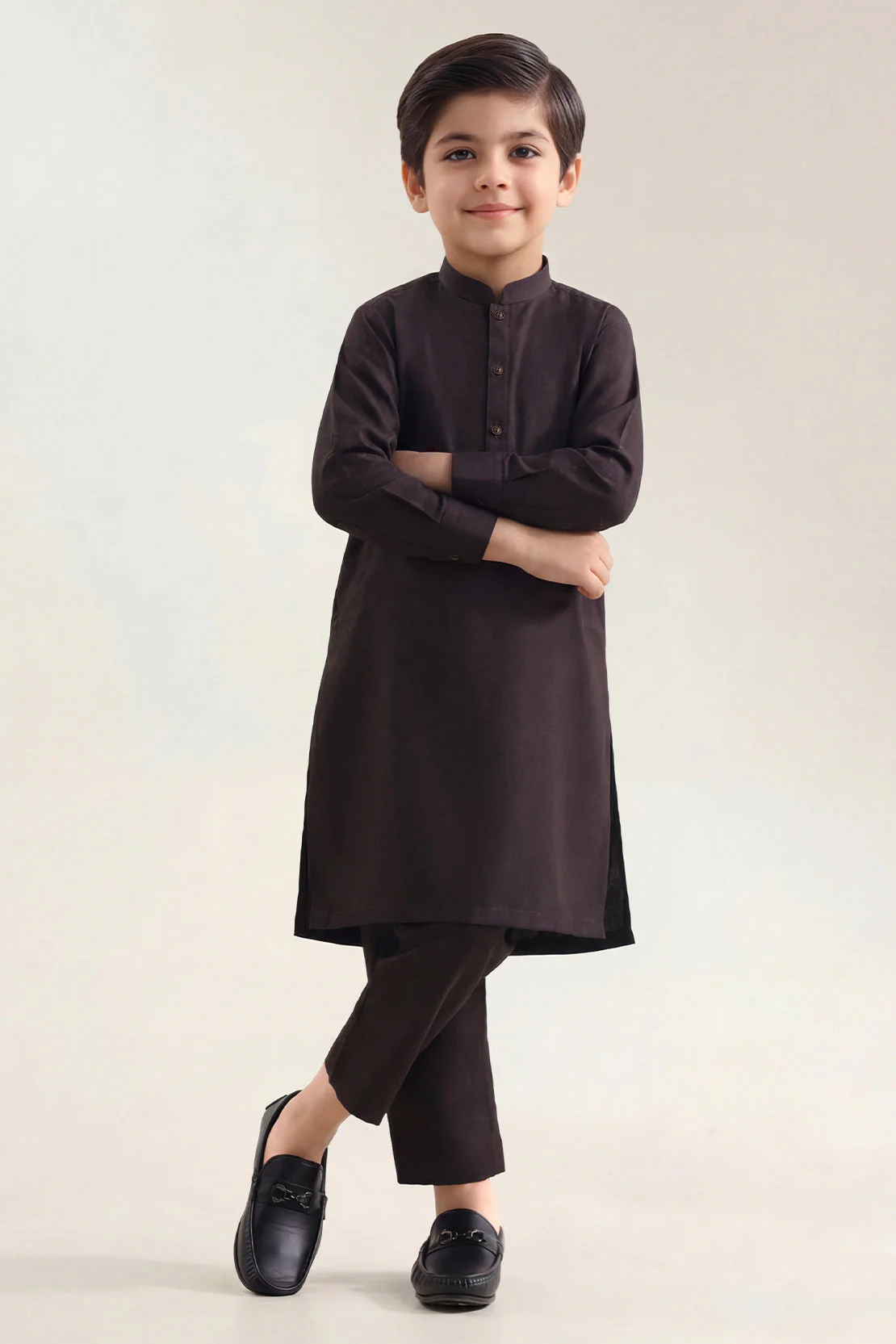 Solid Wash N Wear Stitched 2 Piece (Shirt/Trouser)  For Boys - Image 4