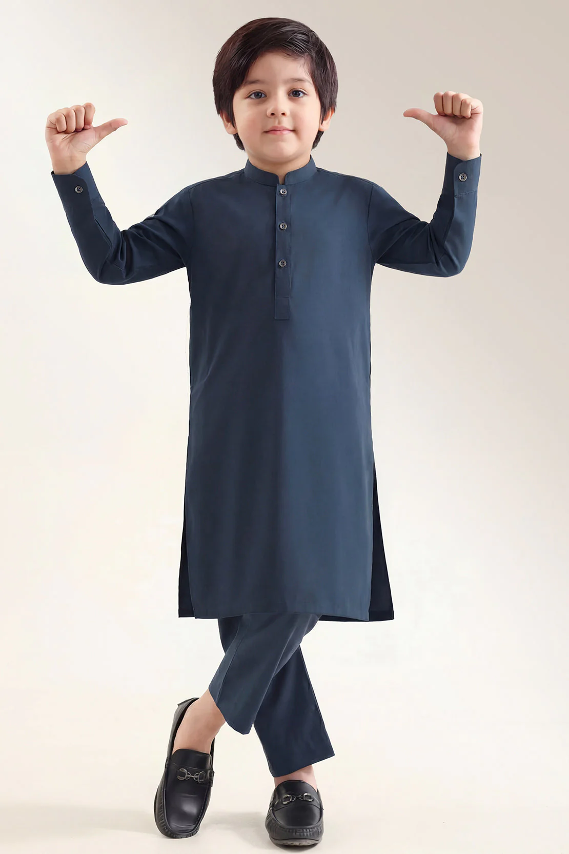 Solid Wash N Wear Stitched 2 Piece (Shirt/Trouser)  For Boys