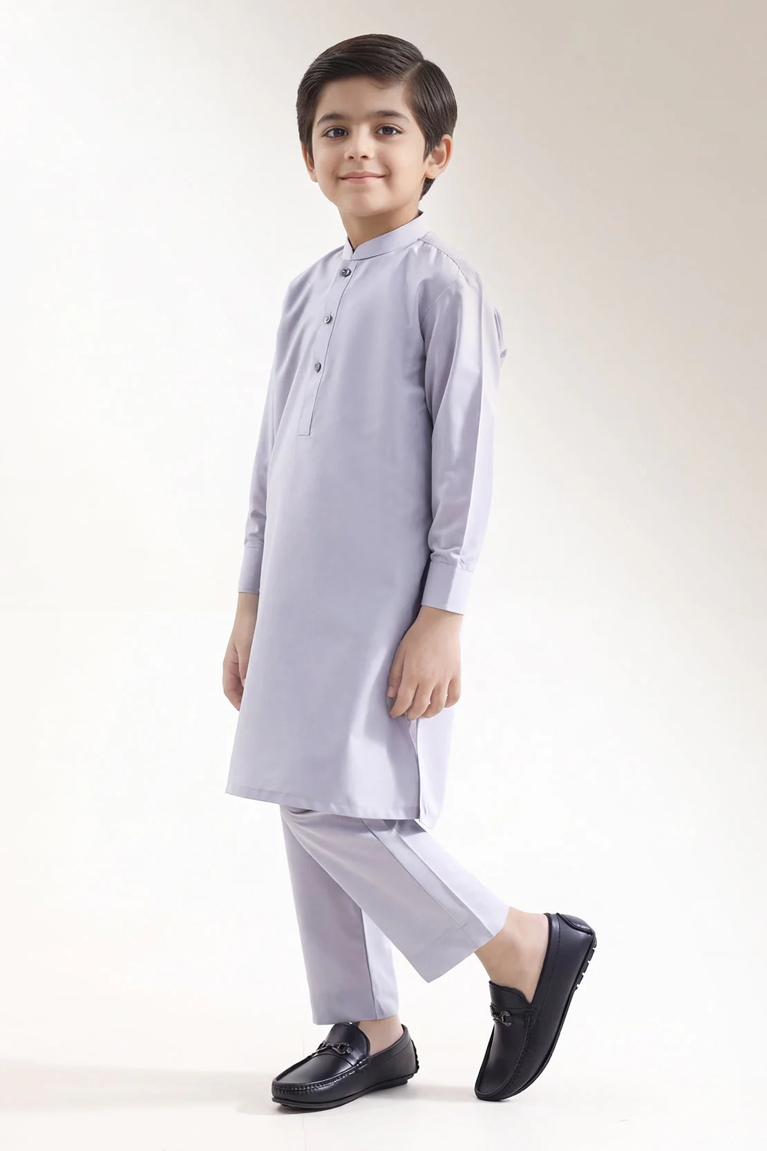 Solid Wash N Wear Stitched 2 Piece (Shirt/Trouser) For Boys - Image 3