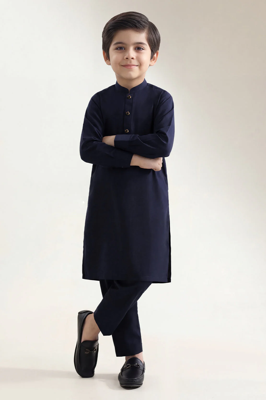 Solid Wash N Wear Stitched 2 Piece (Shirt/Trouser) For Boys