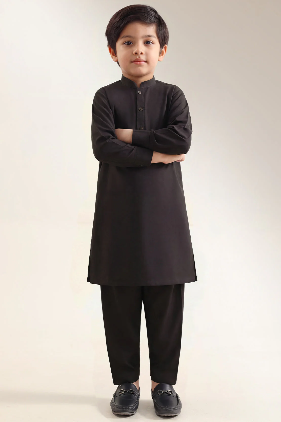 Solid Wash N Wear Stitched 2 Piece (Shirt/Trouser) For Boys