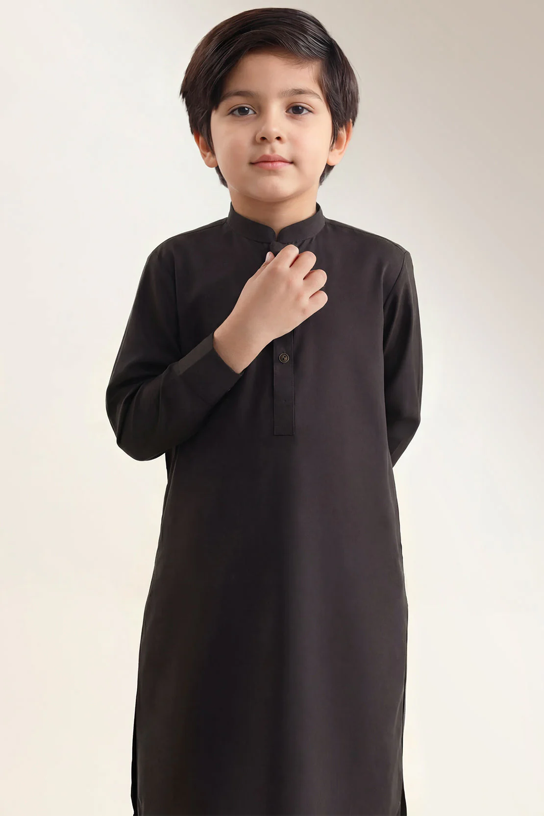 Solid Wash N Wear Stitched 2 Piece (Shirt/Trouser) For Boys - Image 2
