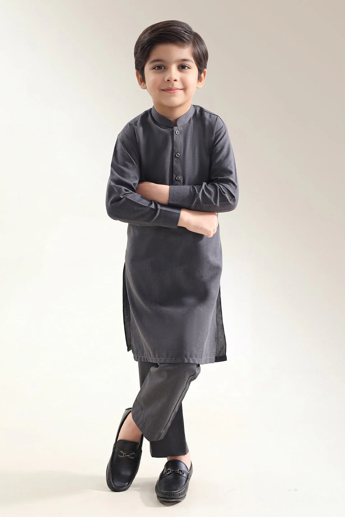 Solid Wash N Wear Stitched 2 Piece (Shirt/Trouser) For Boys