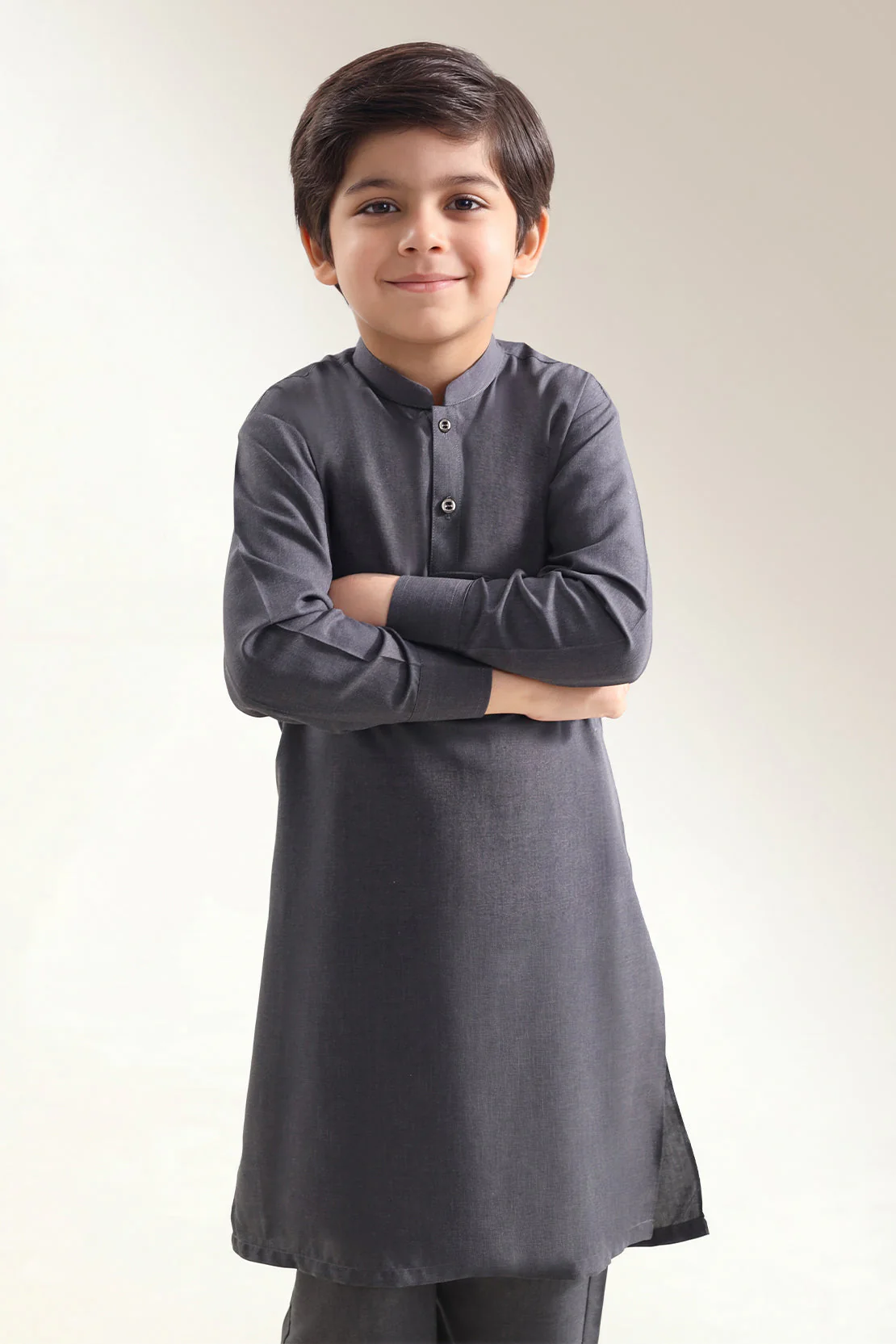 Solid Wash N Wear Stitched 2 Piece (Shirt/Trouser) For Boys - Image 3