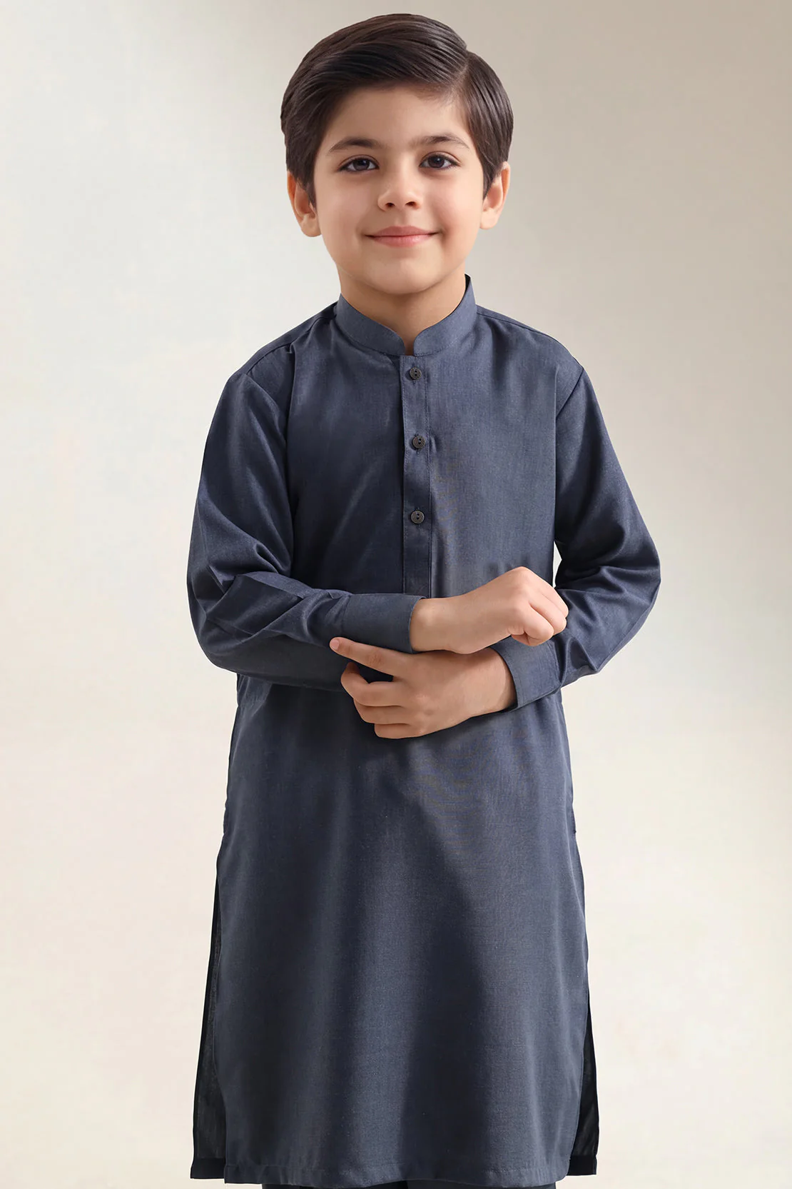 Solid Wash N Wear Stitched 2 Piece (Shirt/Trouser) For Boys - Image 2