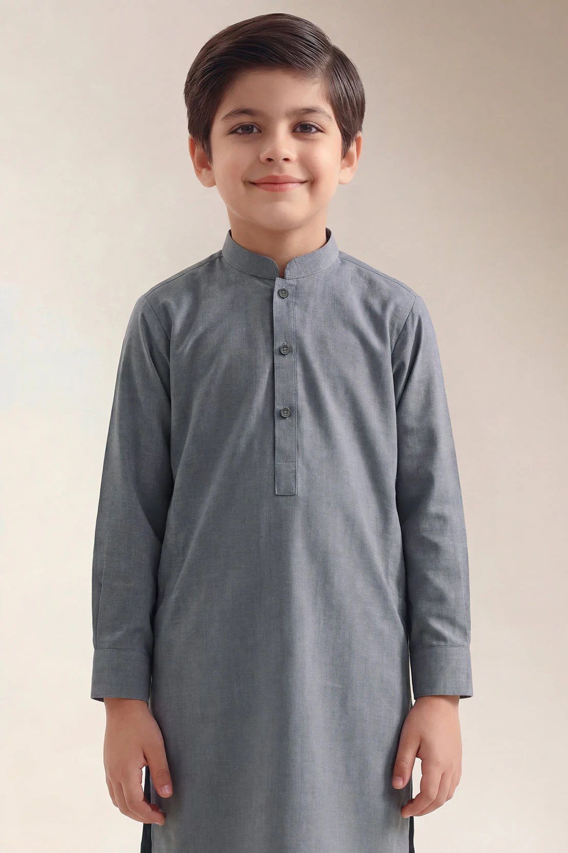 Solid Wash N Wear Stitched 2 Piece (Shirt/Trouser) For Boys - Image 2