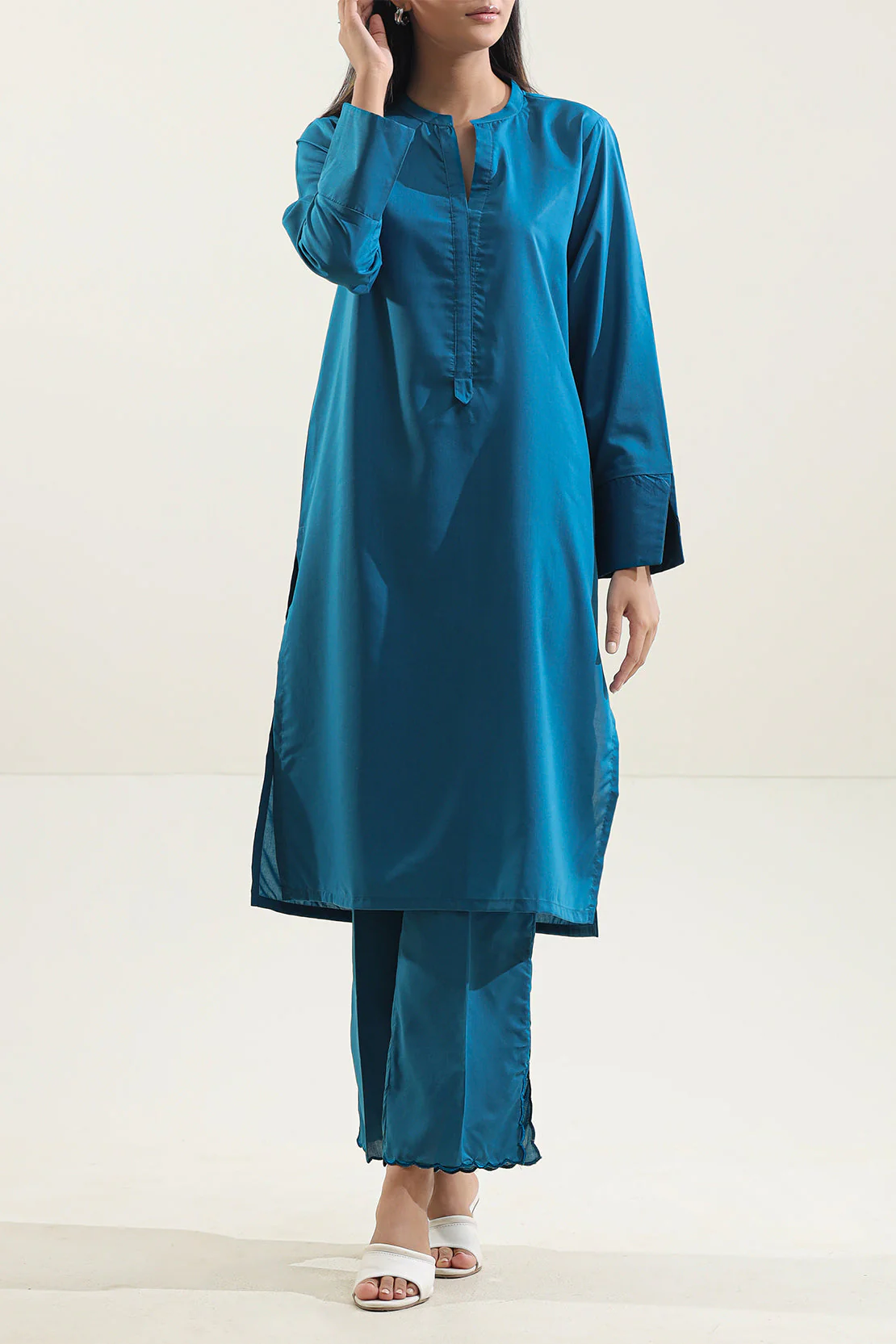 Solid Wash N Wear Stitched 2 Piece (Shirt/Trouser)