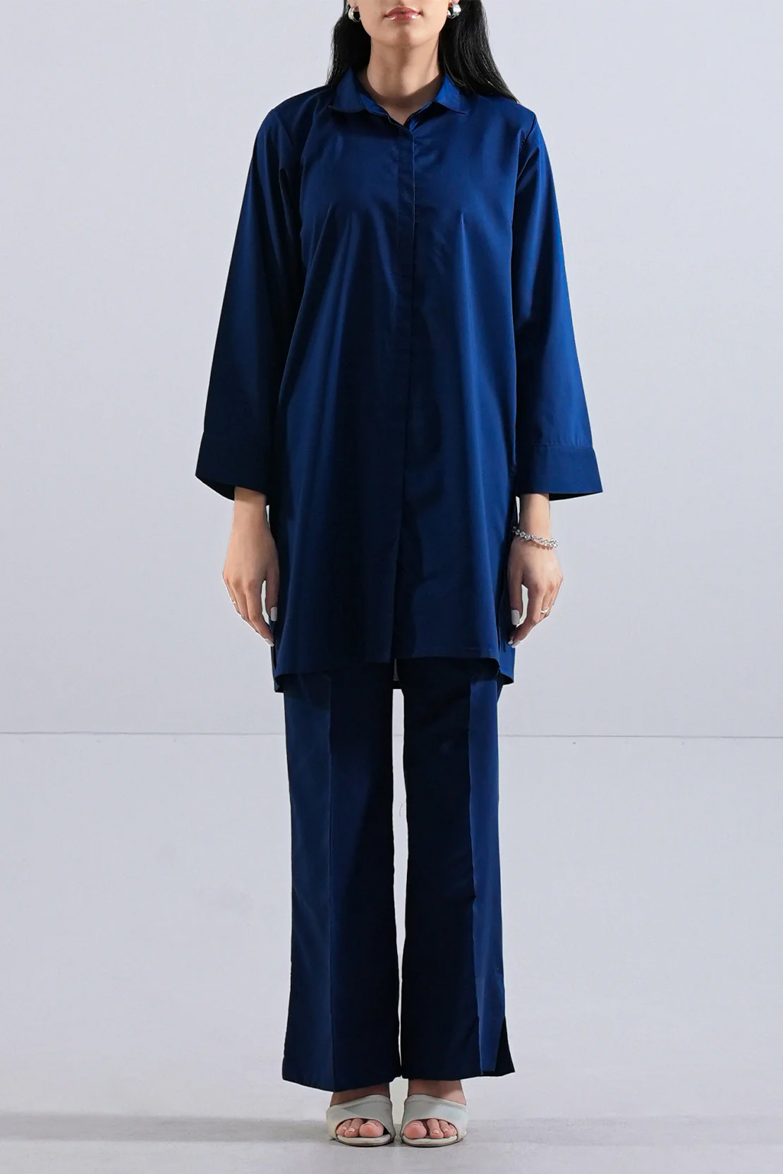 Solid Wash n Wear Stitched 2 Piece (Shirt/Trouser)