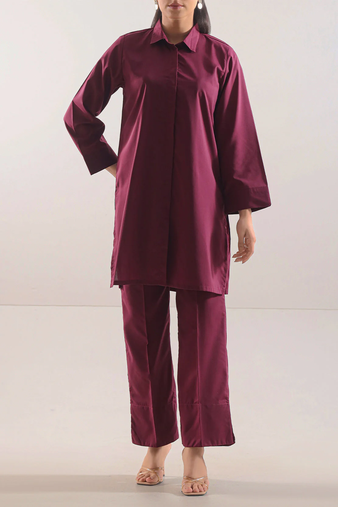 Solid Wash n Wear Stitched 2 Piece (Shirt/Trouser)