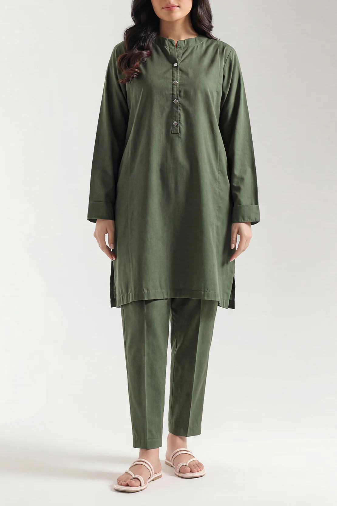 Solid Wash n Wear Stitched 2 Piece (Shirt/Trouser)