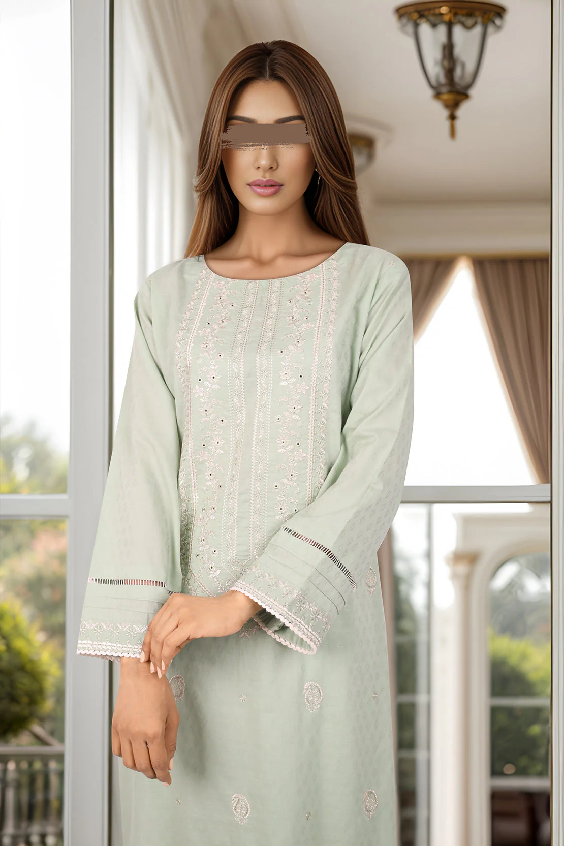 Cotton Jacquard Embroidered Stitched 2 Piece (Shirt/Trouser) - Image 3