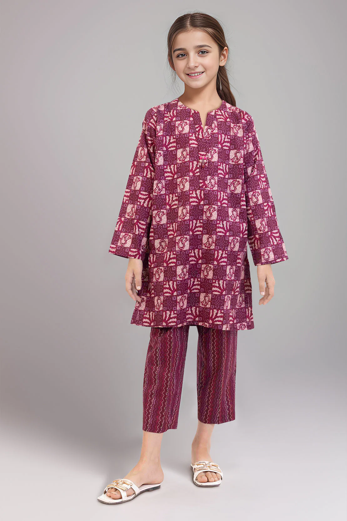 Stitched Cambric Shirt For Kids