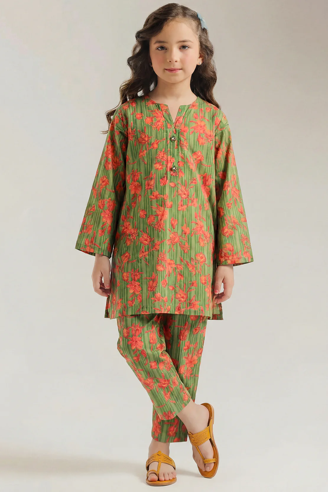 Stitched Cambric Shirt For Kids