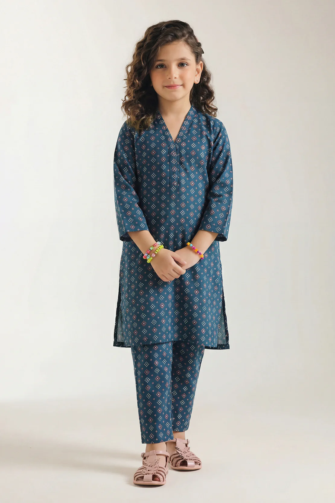 Stitched Printed Cambric Shirt For Kids - Image 2