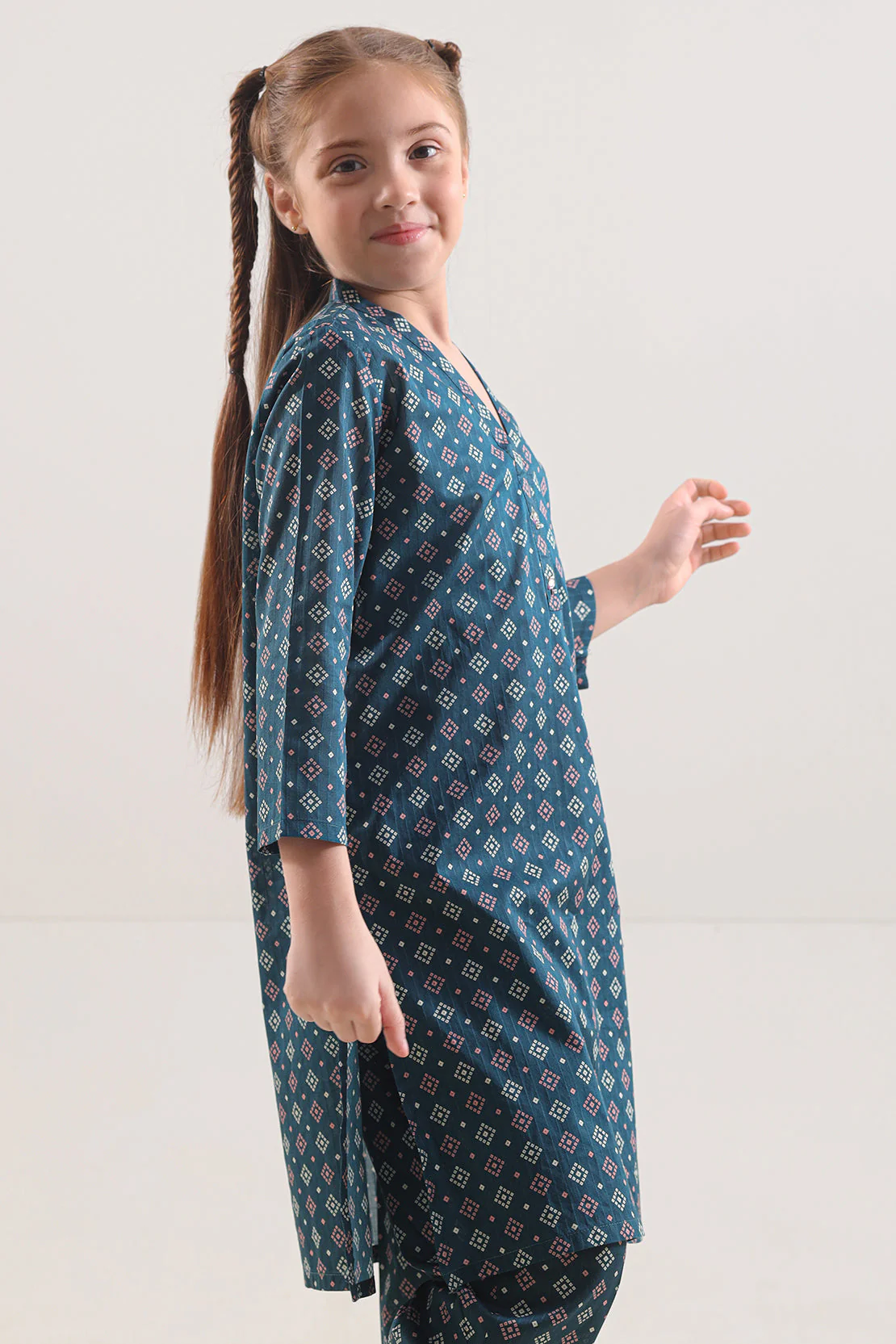 Stitched Printed Cambric Shirt For Kids - Image 3