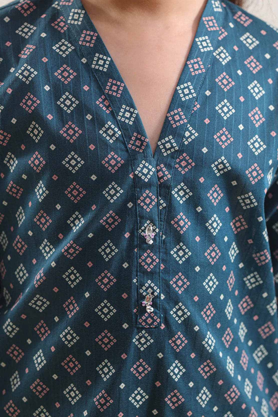 Stitched Printed Cambric Shirt For Kids - Image 4
