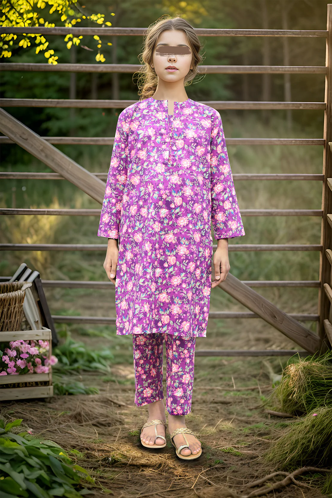 Stitched Cotton Dobby Shirt/Trouser For Kids