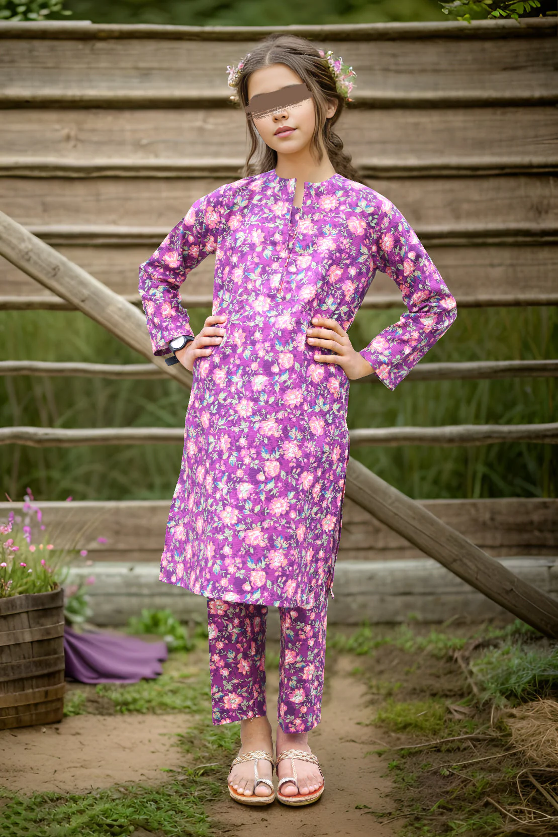 Stitched Cotton Dobby Shirt/Trouser For Kids - Image 2