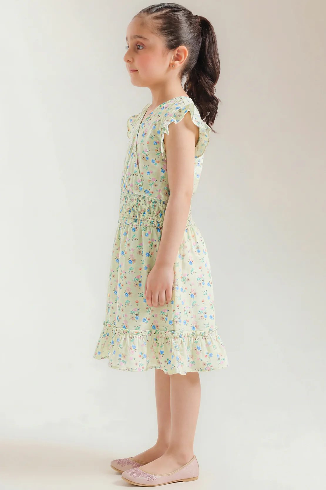 Stitched Cotton Dobby Smock Top With Smock Tier Panel Skirt For Kids - Image 2