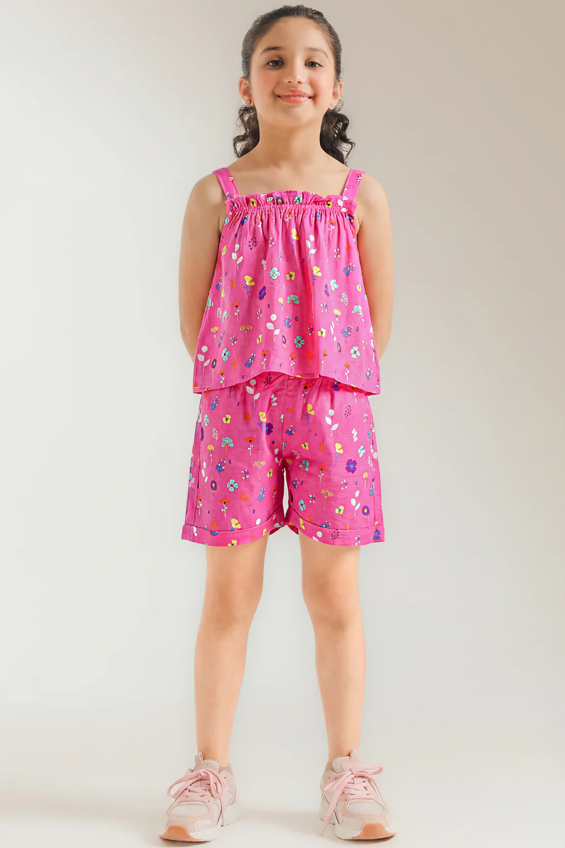 Stitched Cotton Dobby Tropical Printed Top & Shorts Co-ord Set For Kids