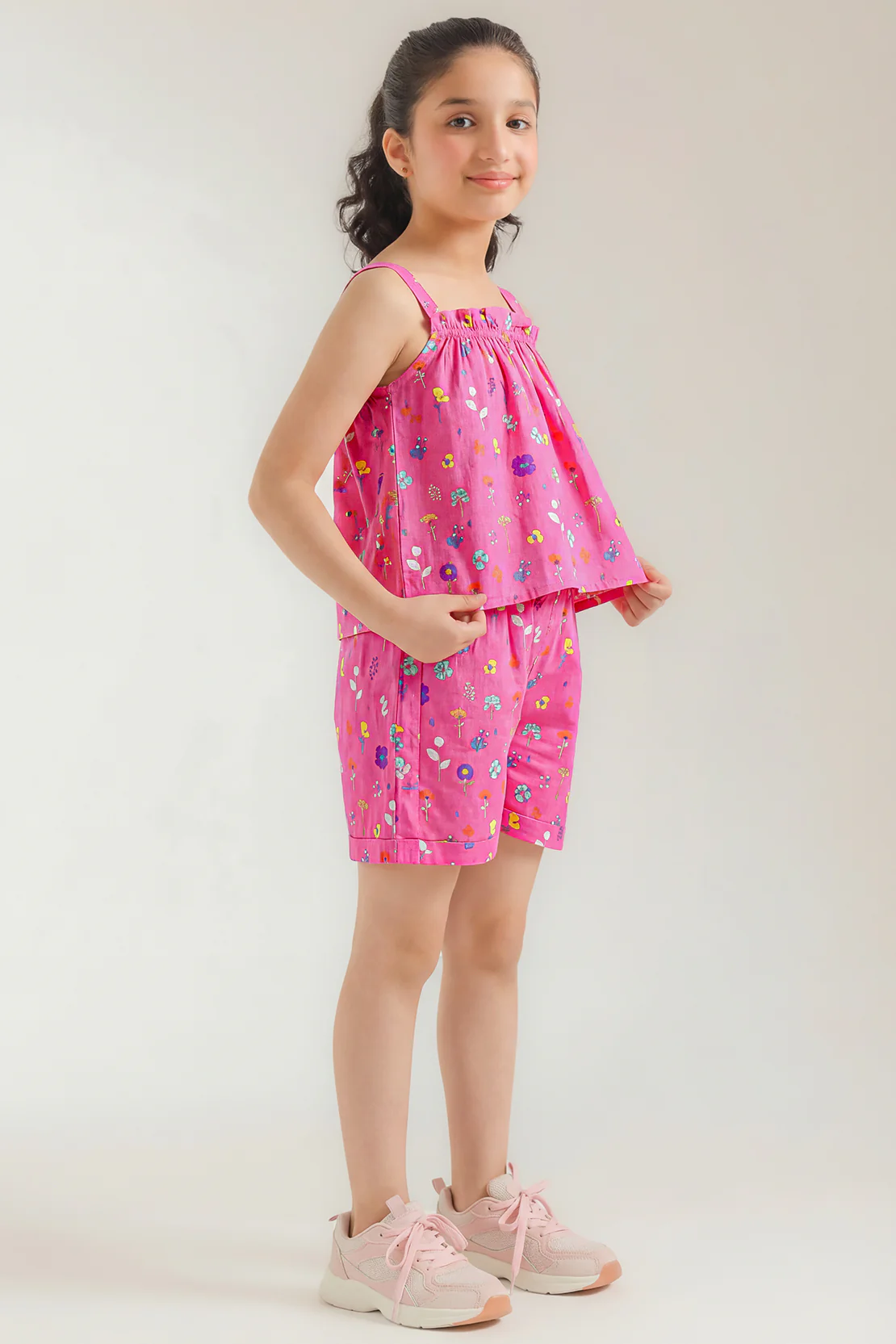 Stitched Cotton Dobby Tropical Printed Top & Shorts Co-ord Set For Kids - Image 4