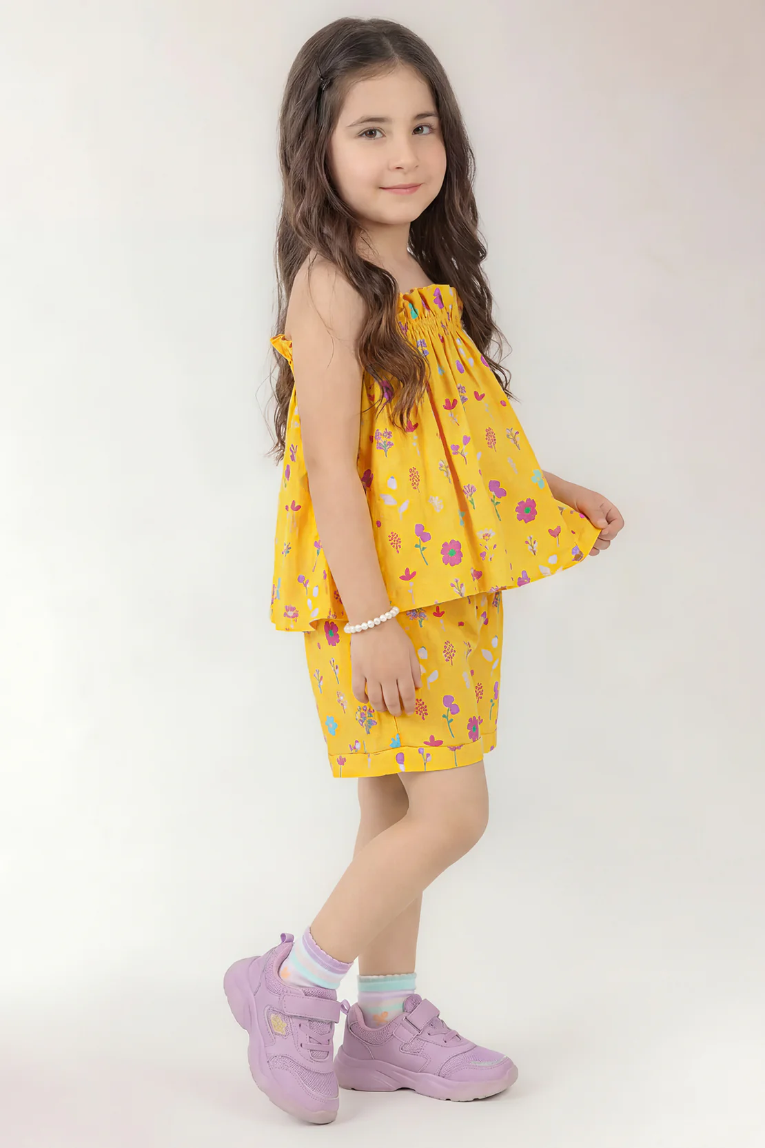 Stitched Cotton Dobby Tropical Printed Top & Shorts Co-ord Set For Kids - Image 2