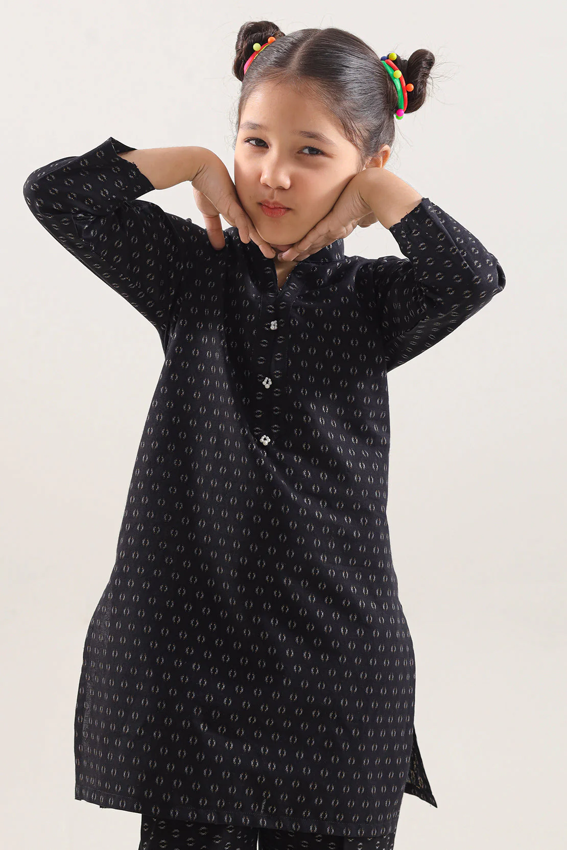 Stitched Cotton Jacquard 2 Piece (Shirt/trouser) For Kids - Image 2