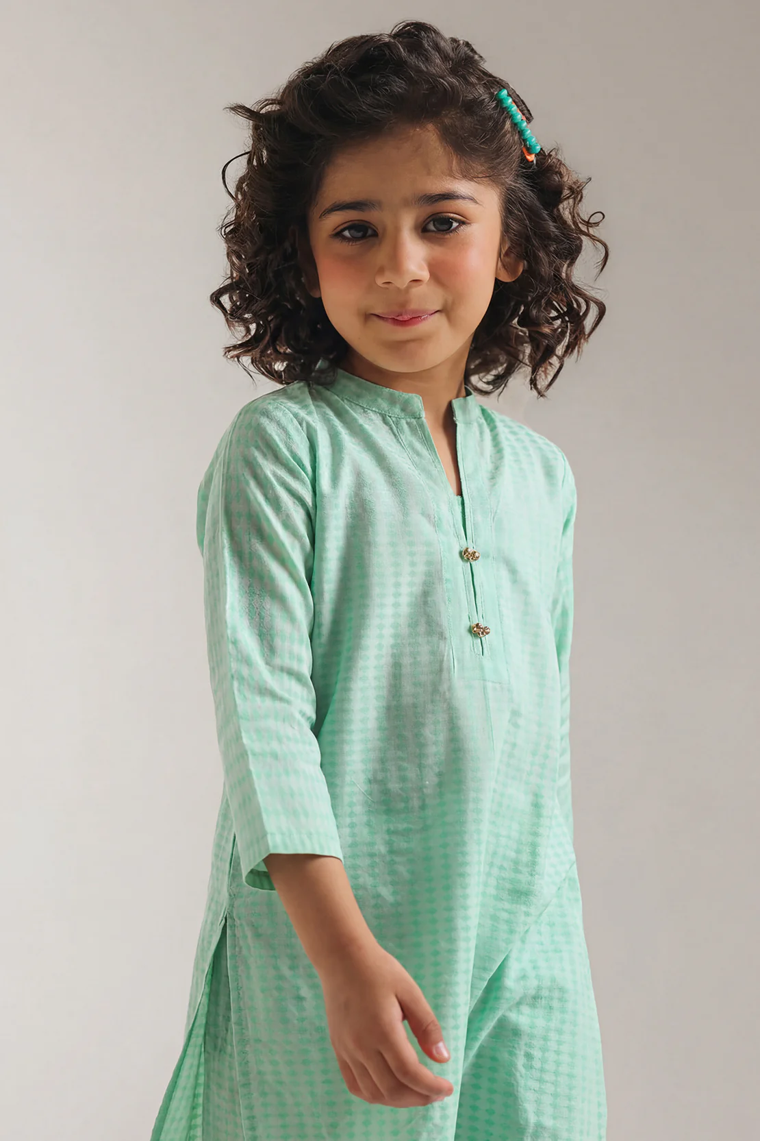 Stitched Cotton Jacquard 2 Piece (Shirt/trouser) For Kids - Image 2