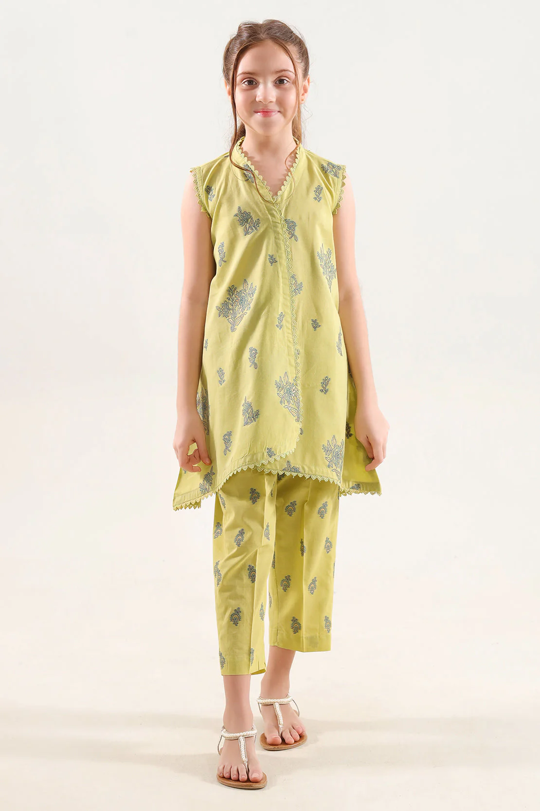 Stitched Cotton Jacquard 2 Piece (Shirt/trouser) For Kids