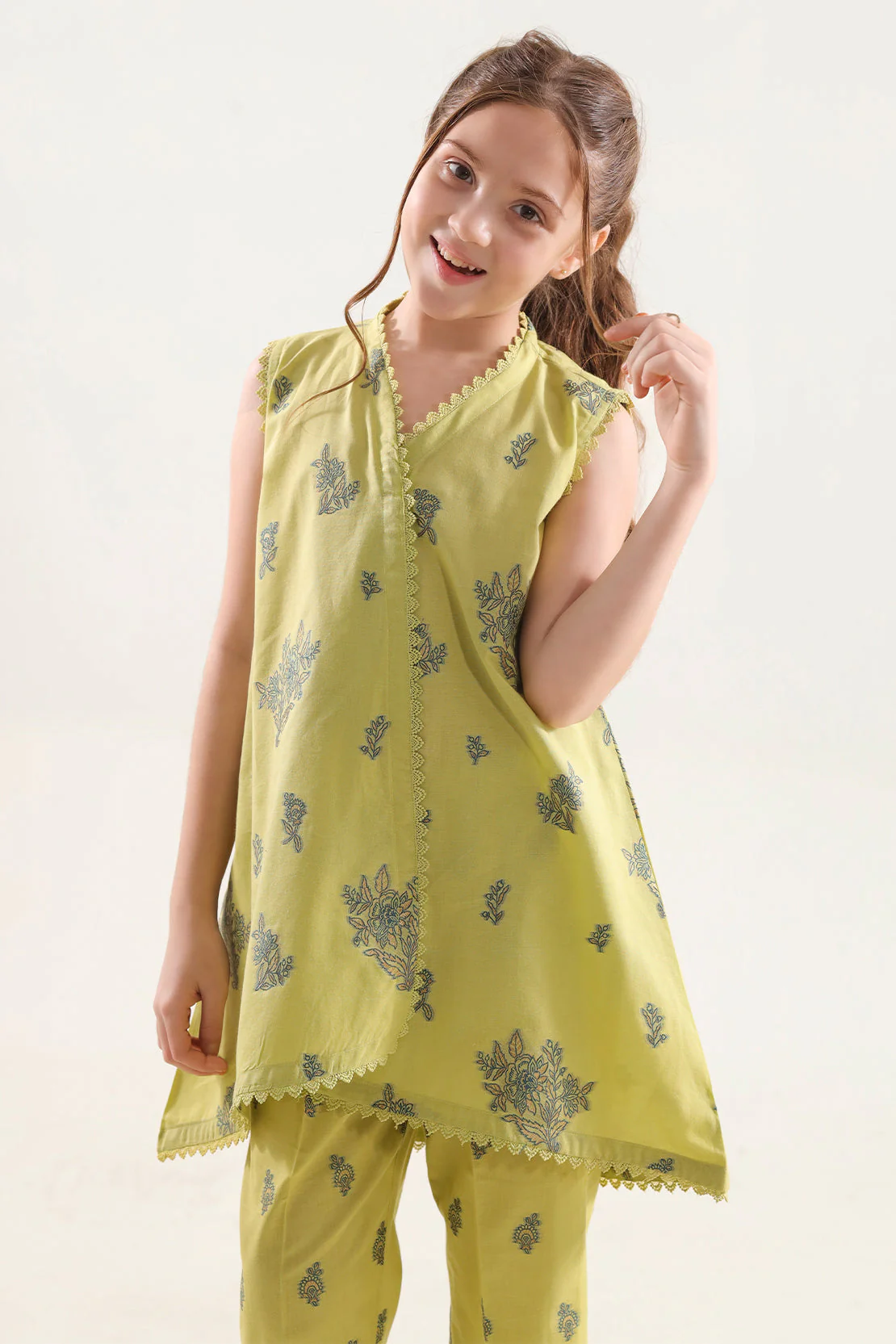 Stitched Cotton Jacquard 2 Piece (Shirt/trouser) For Kids - Image 2