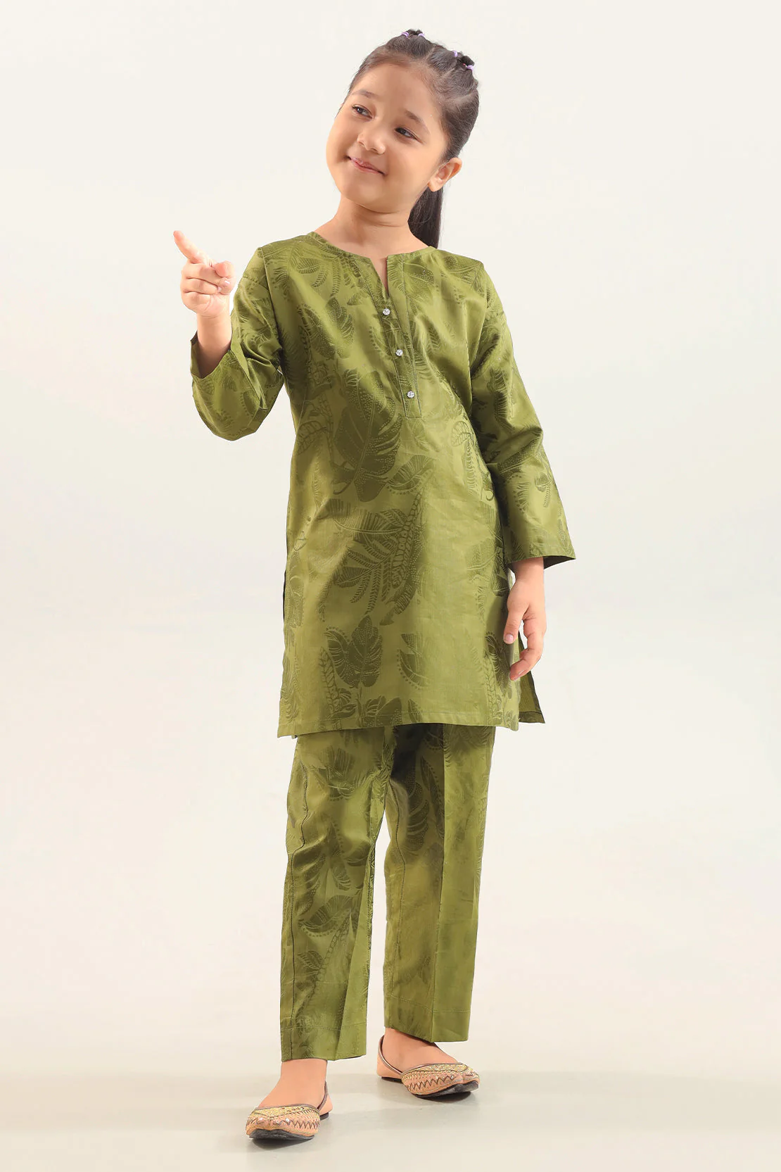 Stitched Cotton Jacquard 2 Piece (Shirt/trouser) For Kids