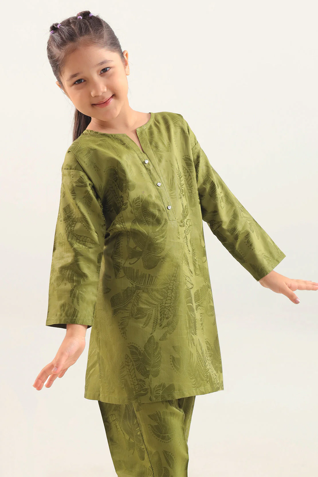 Stitched Cotton Jacquard 2 Piece (Shirt/trouser) For Kids - Image 2