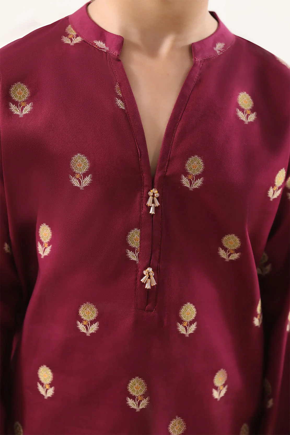Stitched Cotton Jacquard 2 Piece (Shirt/trouser) For Kids - Image 2