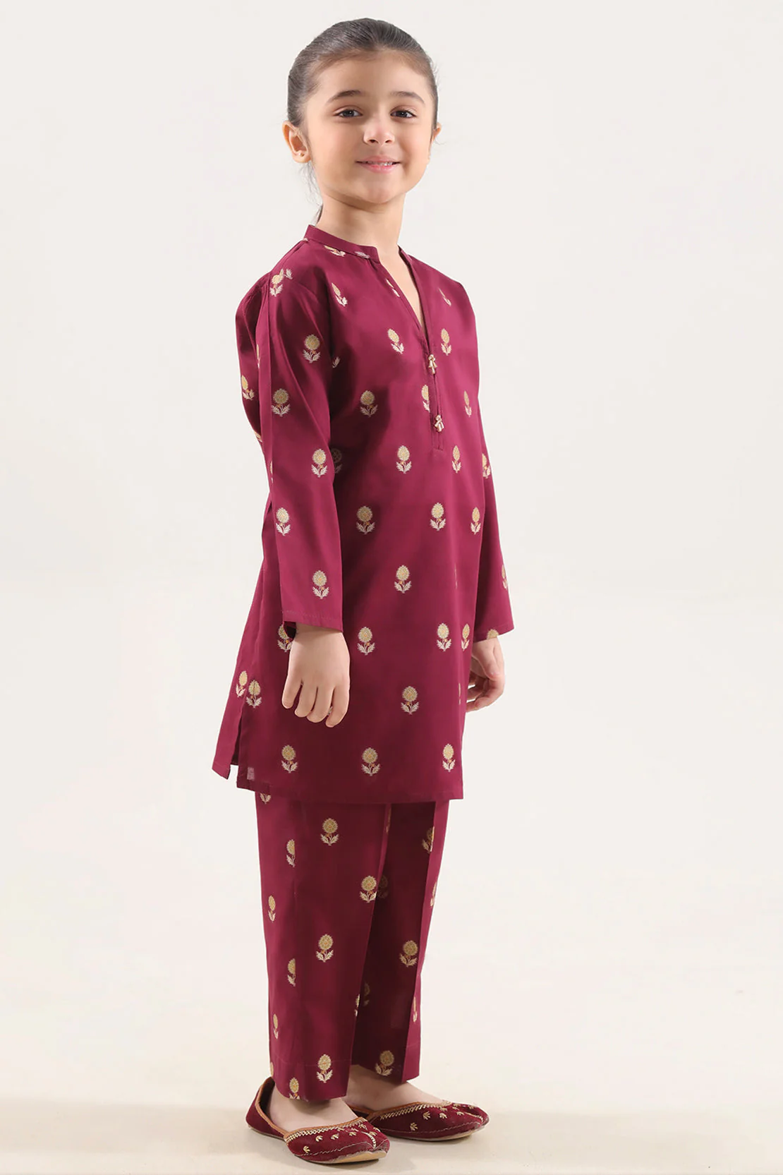 Stitched Cotton Jacquard 2 Piece (Shirt/trouser) For Kids - Image 3